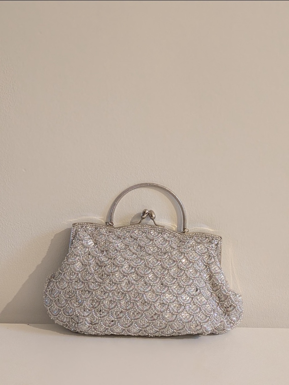Silver beaded evening bag - Picture 2 of 3